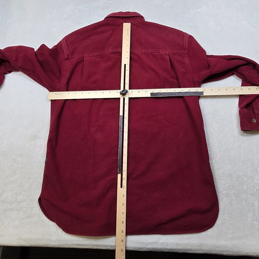 Cabela's Flannel Shirt Mens Medium Burgundy‎ Red Button Long Sleeve Cotton WORK - Picture 8 of 11